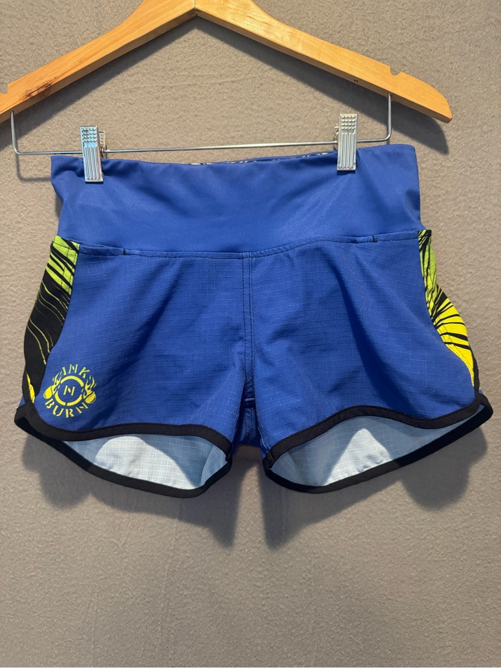INKnBURN Royal Blue Athletic Shorts with Neon Yellow Accents
